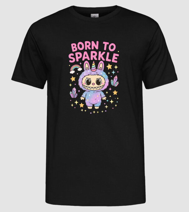 Born to sparkle model negru pe tricou
