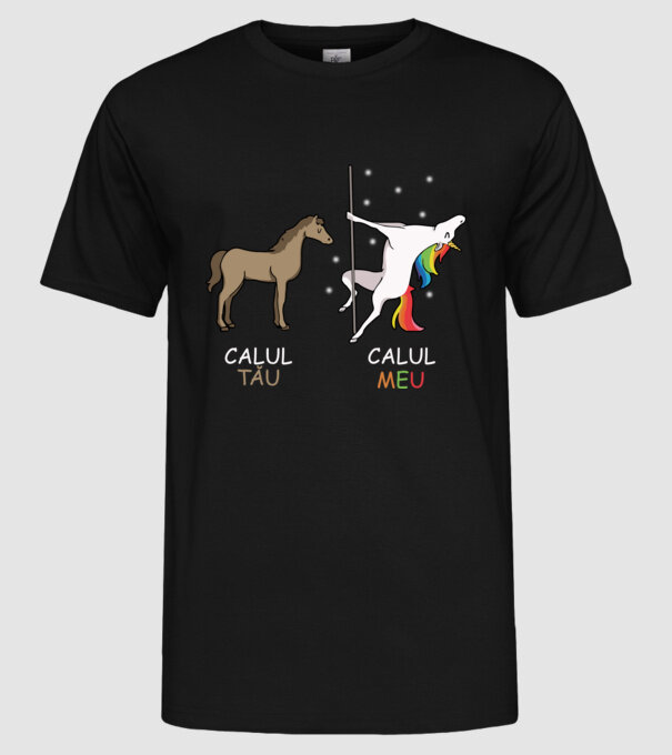 calul tău - calul meu model negru pe tricou