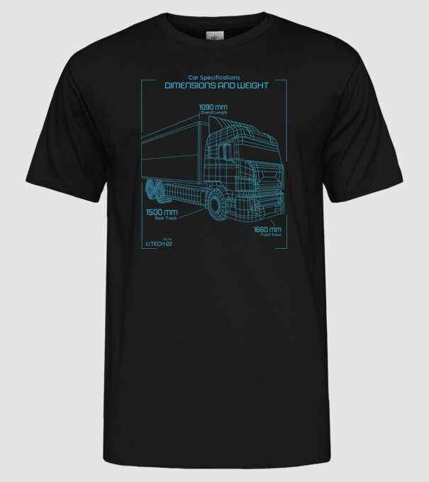 Camioane model negru pe tricou
