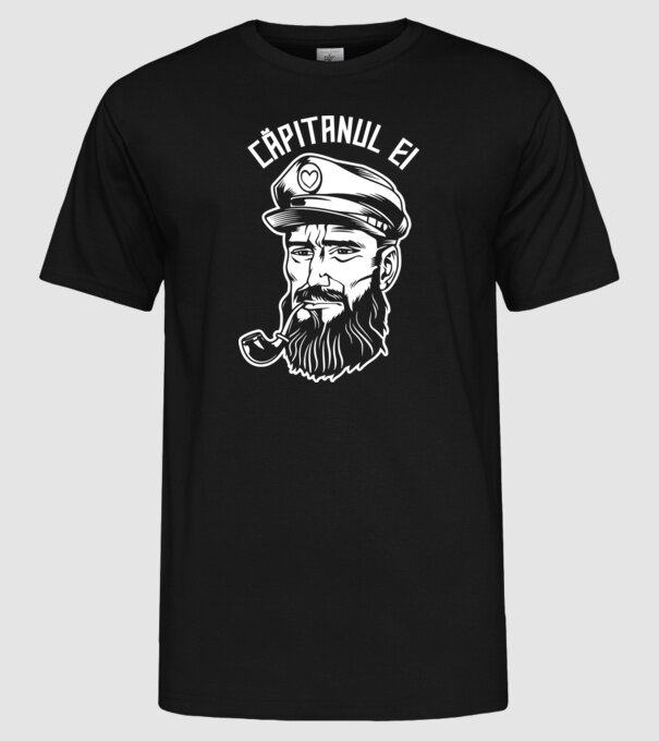 Căpitanul ei model negru pe tricou