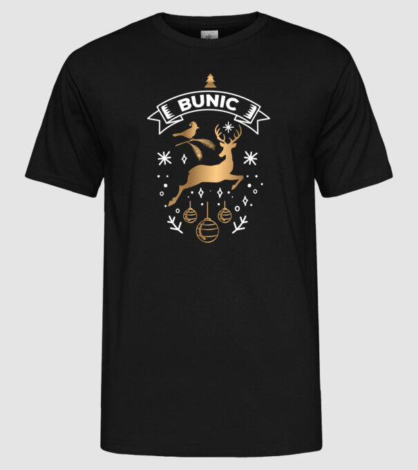 bunic christmas model negru pe tricou