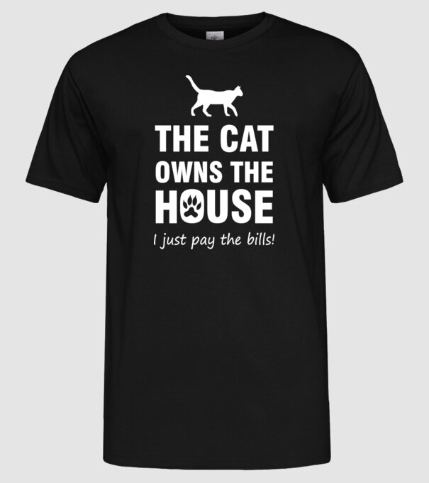 cat own model negru pe tricou