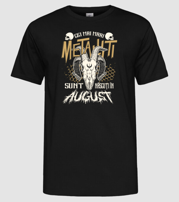 Cei mai mari metaliști sunt născuți în august. model negru pe tricou