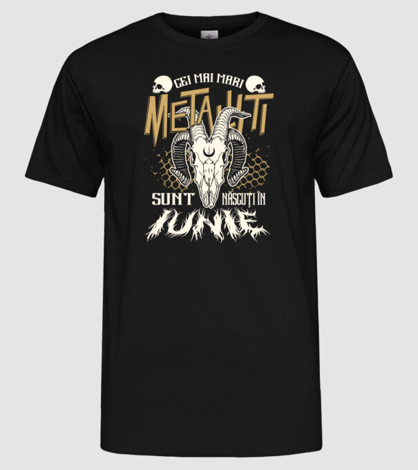 Cei mai mari metaliști sunt născuți în iunie. model negru pe tricou