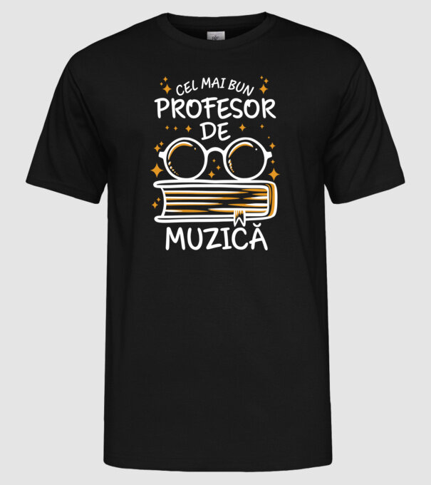 Cel mai bun profesor muzică model negru pe tricou