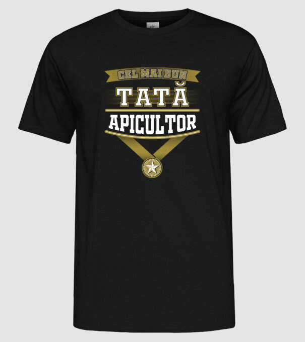 CEL MAI BUN Tată Apicultor model negru pe tricou