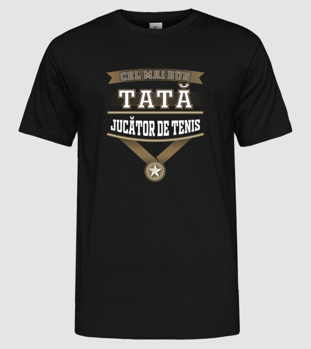 Cel mai bun tată jucător de tenis model negru pe tricou