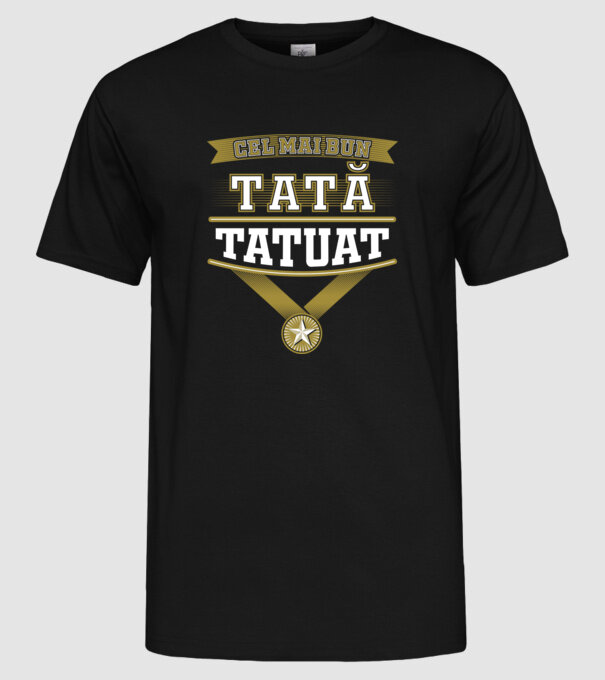 Cel mai bun tată tatuat model negru pe tricou