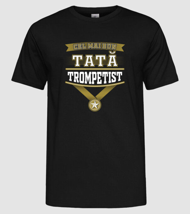 Cel mai bun tată trompetist model negru pe tricou