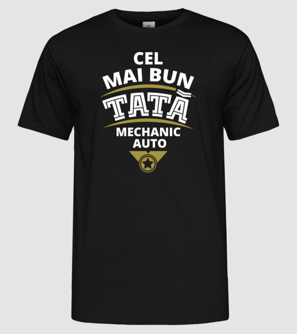 Cel mai bun tată mecanic auto model negru pe tricou