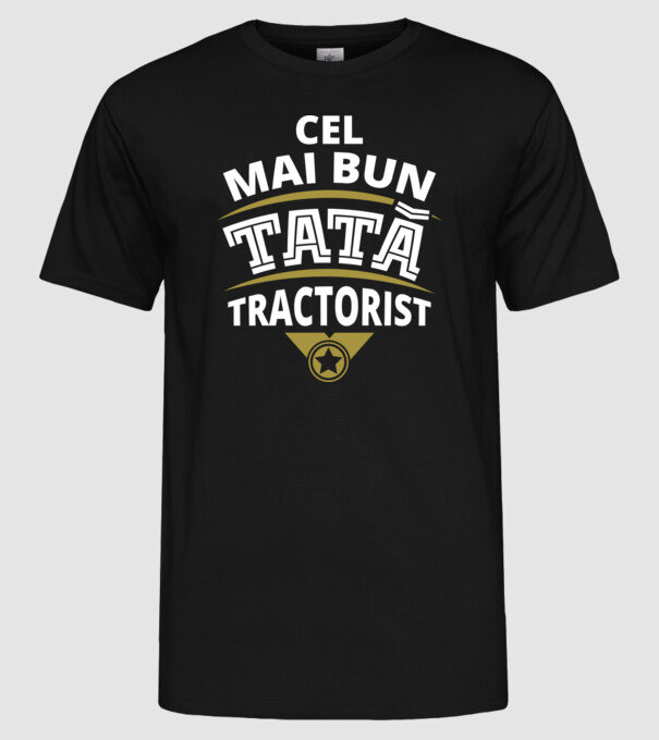 Cel mai bun tată tractorist model negru pe tricou