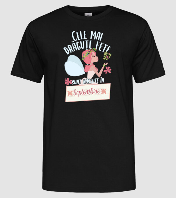 Cele mai drăguțe fete sunt născute în septembrie. model negru pe tricou