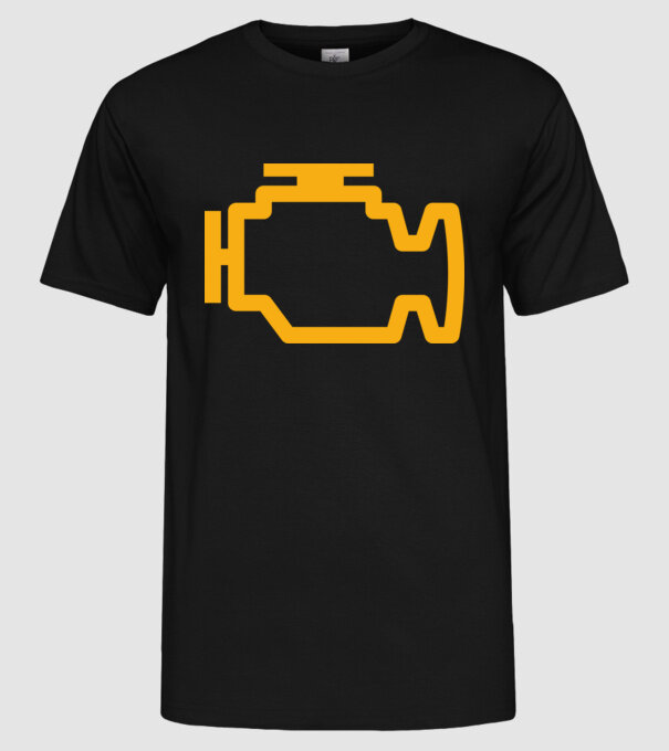 check engine model negru pe tricou