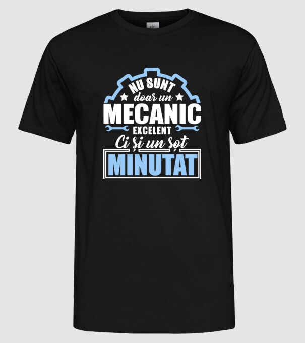 Nu sunt doar un mecanic excelent, ci și un soț minunat! model negru pe tricou