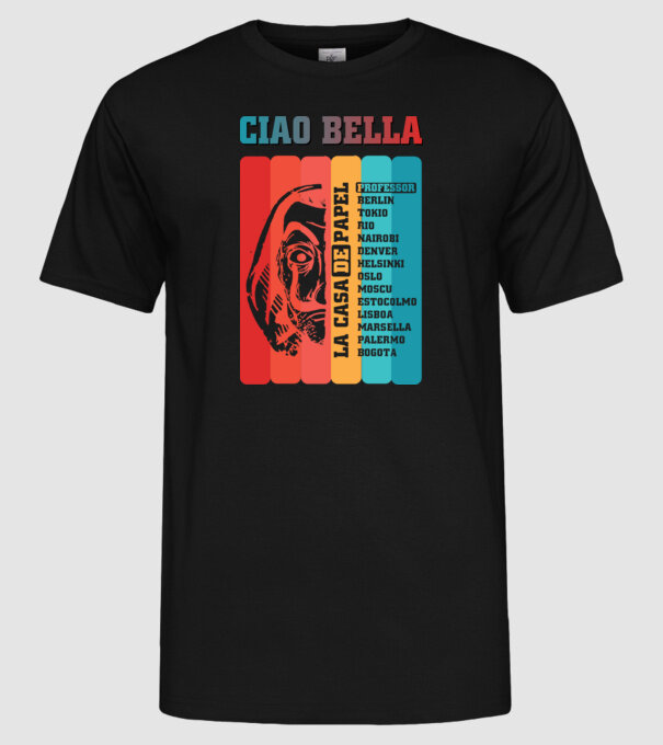 ciao bella retro model negru pe tricou