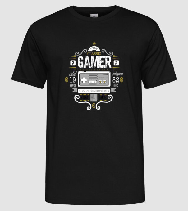 Classic Gamer model negru pe tricou