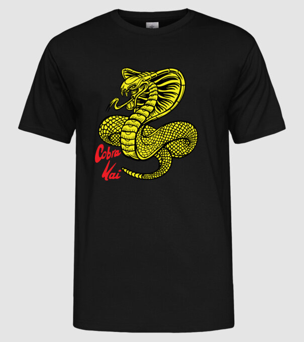 cobra kai logo color model negru pe tricou