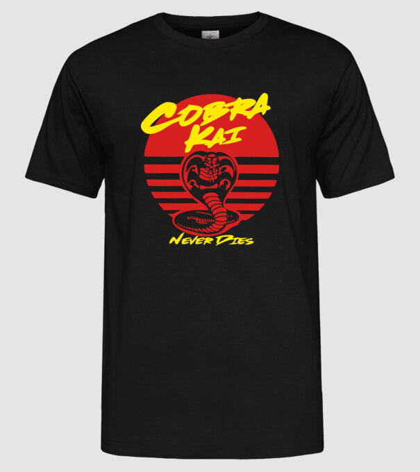 cobra kai sunset logo model negru pe tricou