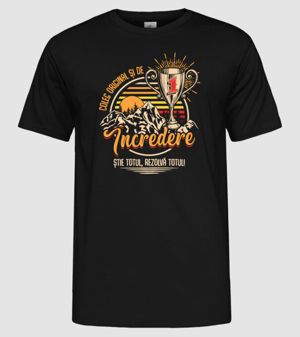 coleg original și de încredere model negru pe tricou