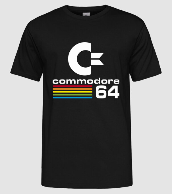 Commodore 64 logo on black model negru pe tricou