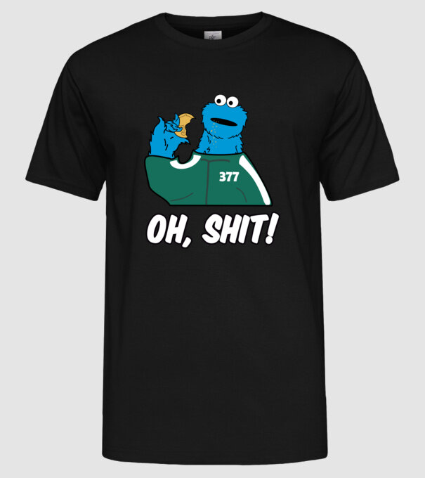 cookie monster squid game parody model negru pe tricou