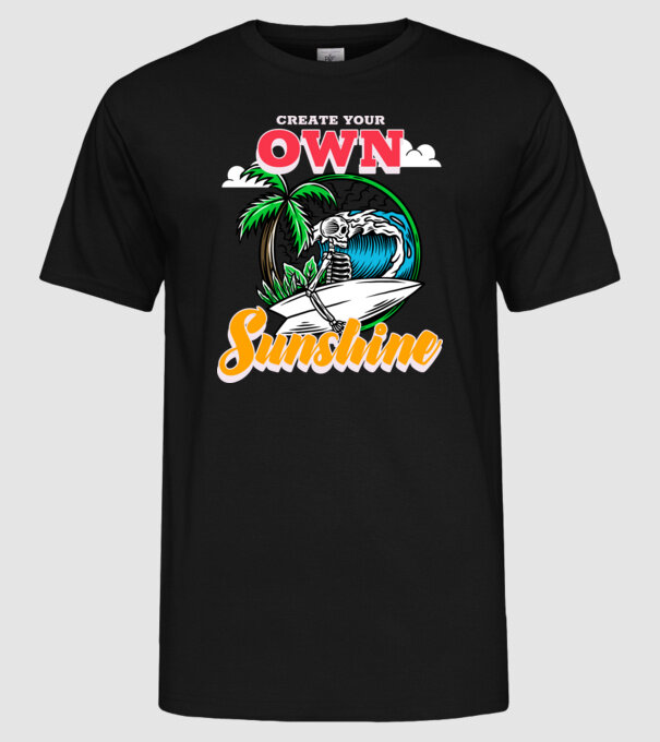 Create your own sunshine surfer skeleton model negru pe tricou