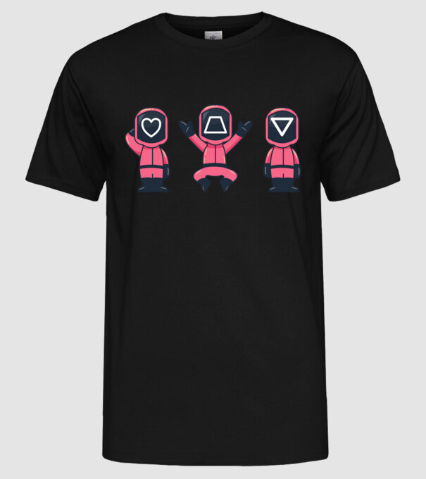 cute squid game toys model negru pe tricou