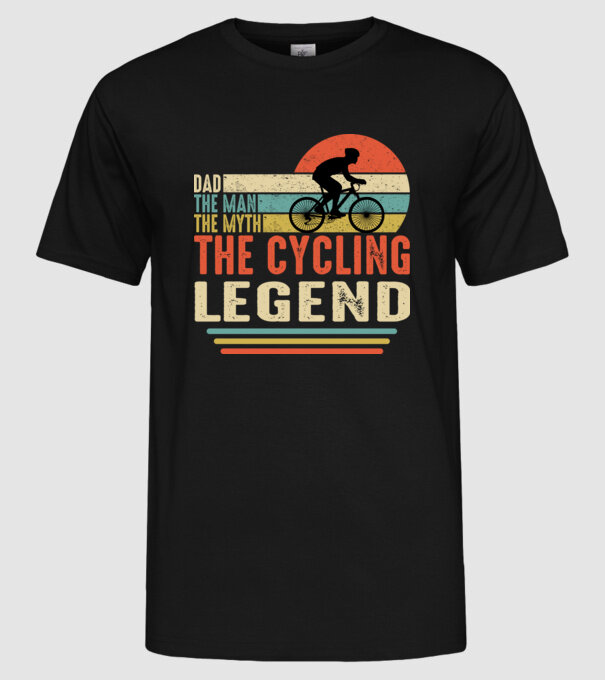 Dad the man, the myth, the cycling legend model negru pe tricou