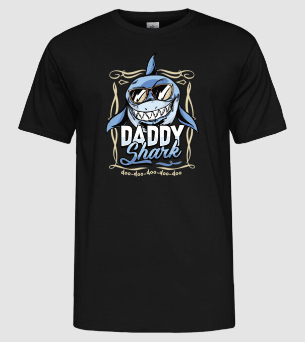 Daddy Shark model negru pe tricou