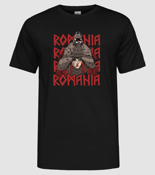 Dansul Ursului romania model negru pe tricou