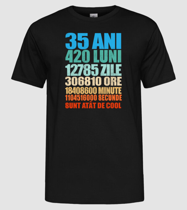 De 35 ani - luni - zile - ore - minute - secunde - sunt atât de cool model negru pe tricou