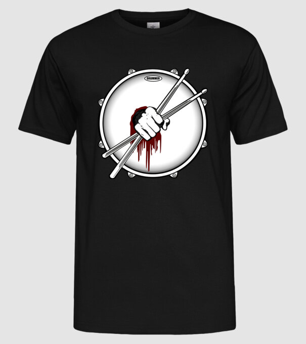 dedicated drummer model negru pe tricou