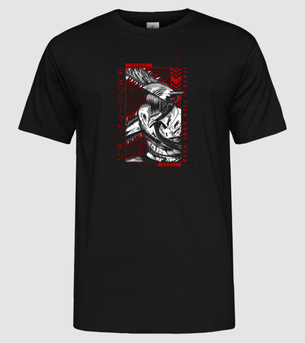 Denji Chainsaw man model negru pe tricou