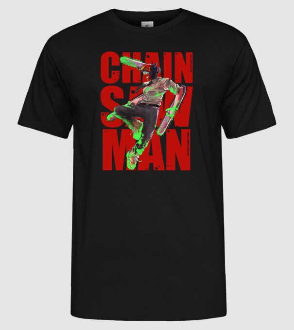 Denji chainsaw man concept model negru pe tricou