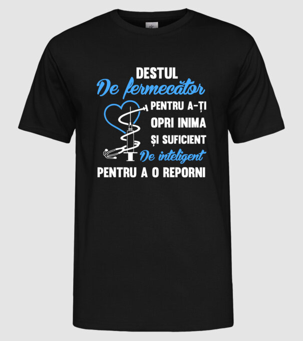 Destul de fermecător pentru a-ți opri inima și suficient de inteligent pentru a o reporni model negru pe tricou