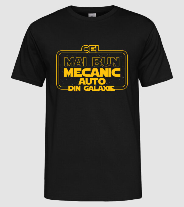 Cel mai bun mecanic auto din galaxie model negru pe tricou