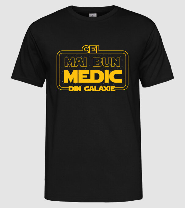 Cel mai bun medic din galaxie model negru pe tricou