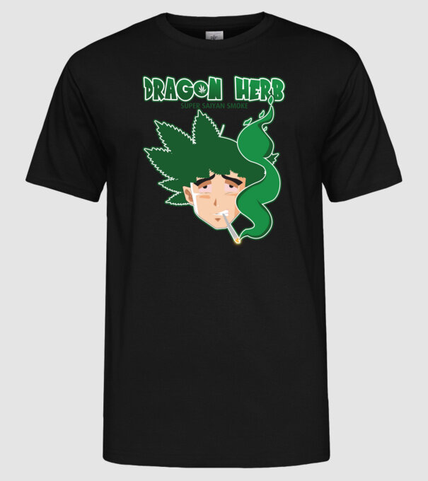 dragon herb smoke model negru pe tricou
