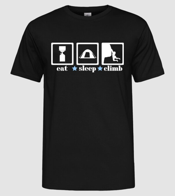 eatsleepclimb2 model negru pe tricou