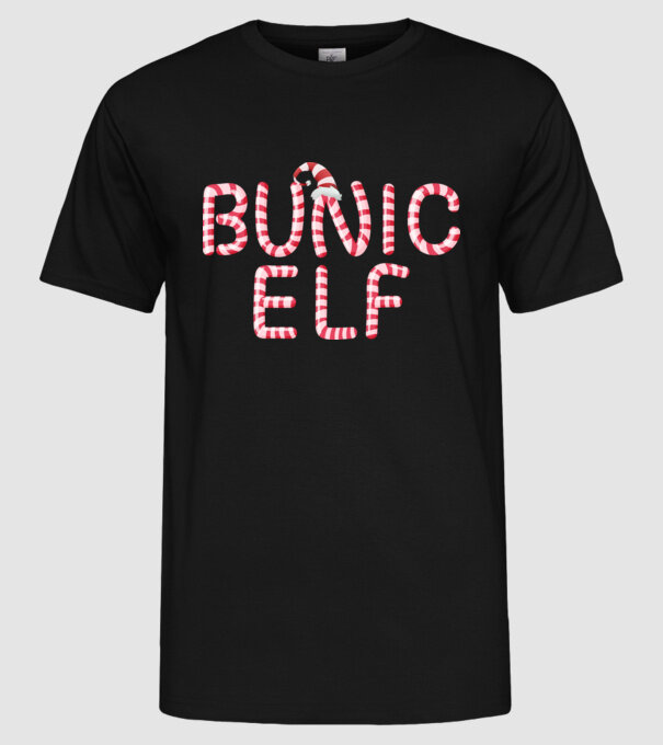 bunic elf model negru pe tricou