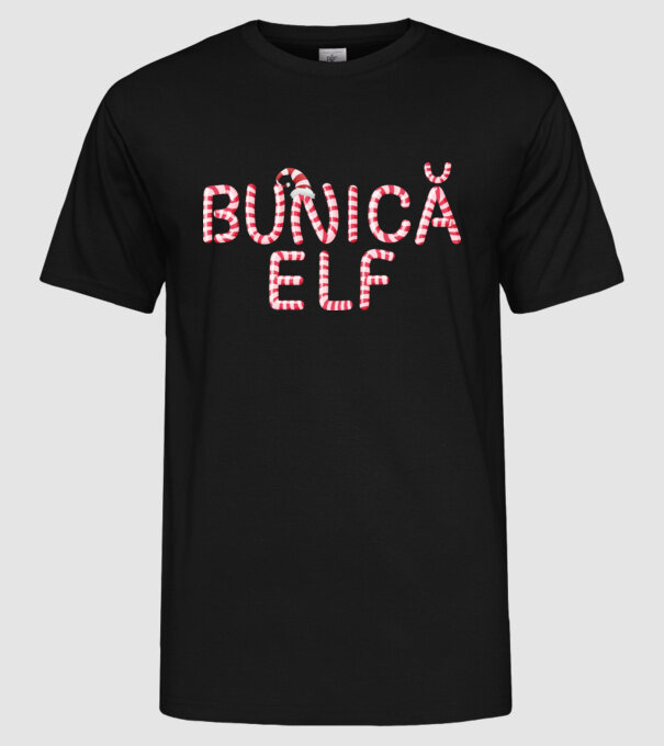bunică elf model negru pe tricou