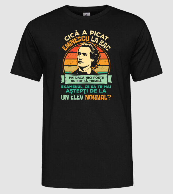 Eminescu model negru pe tricou