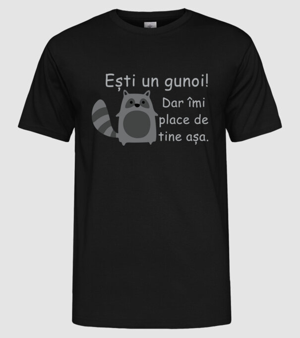 ești un gunoi! dar îmi place de tine așa model negru pe tricou