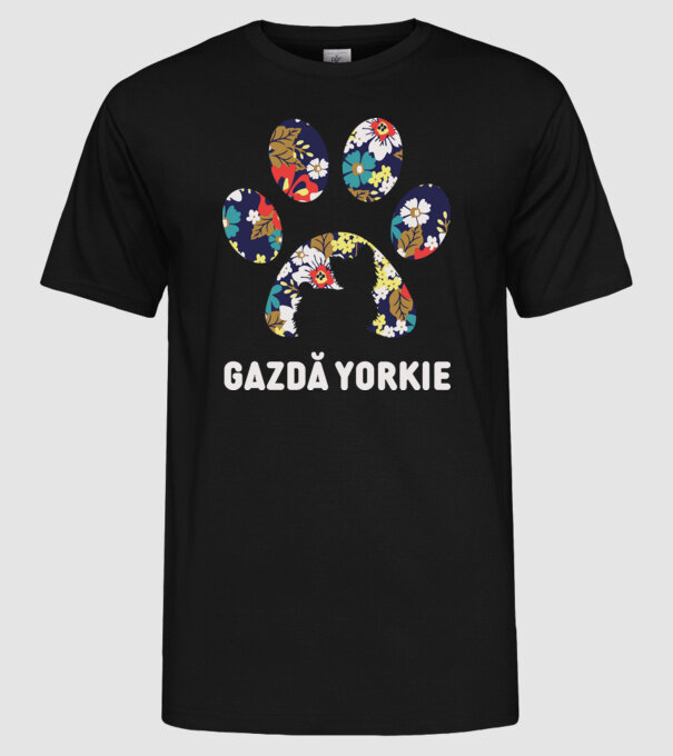 Gazdă Yorkie model negru pe tricou