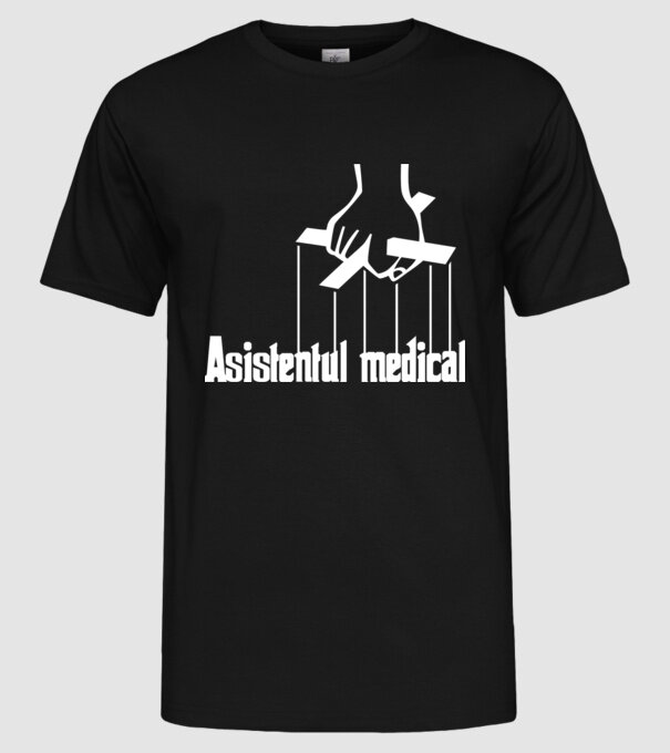 Asistentul medical / Asistenta medicală model negru pe tricou