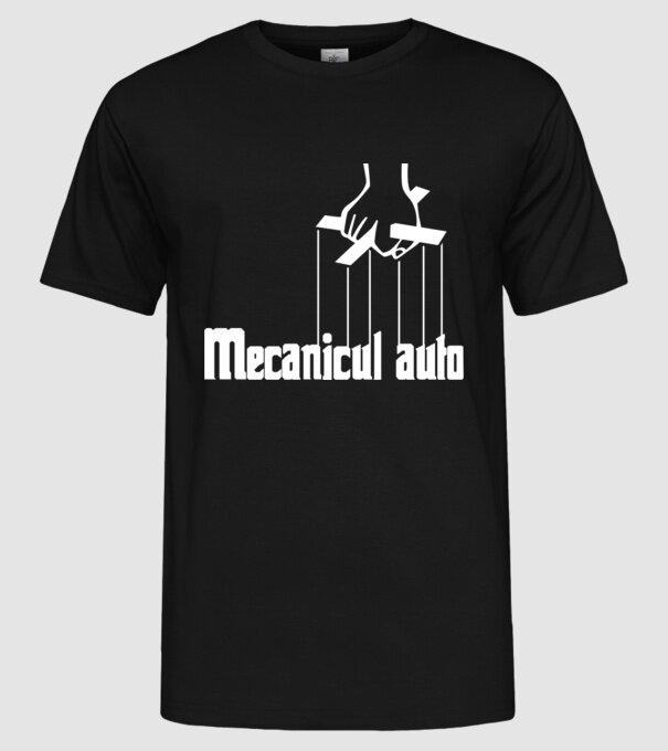 Mecanicul auto model negru pe tricou