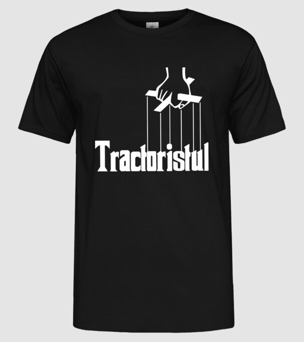 Tractoristul model negru pe tricou