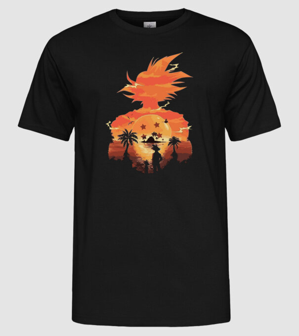 goku sunset 2 model negru pe tricou