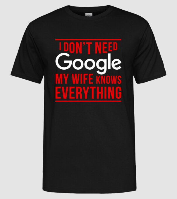 Google wife model negru pe tricou