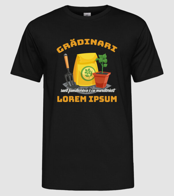 Grădinari model negru pe tricou